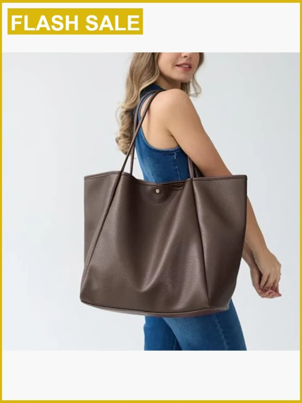 Oversize Pu Leather Tote Weekender Travel Handbag Shopper